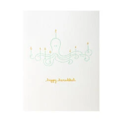 Happy Hanukkah Octopus Letterpress Cards Box Of 6