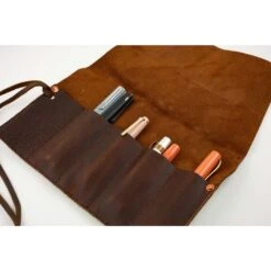 Pen Roll Leather 5 Pens 17 Pen Roll Leather 5 Pens -Creative Corner Deals Store charred embers oak pen roll leather 5 pens 7