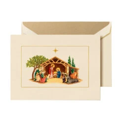 Crane Away In A Manger Foil Embossed Cards Box Of 10