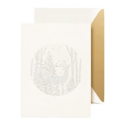 Crane Birch Forest Reindeer Embossed Card Set Of 10