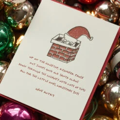 Down The Chimney Christmas Letterpress Card -Creative Corner Deals Store hat wig glove down the chimney christmas letterpre 2