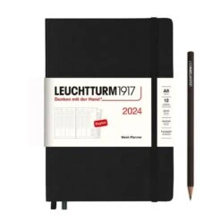 2024 A5 Week Hardcover Planner - Black