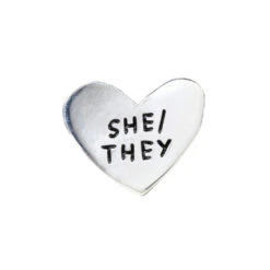 She/They Pronouns Heart Pin