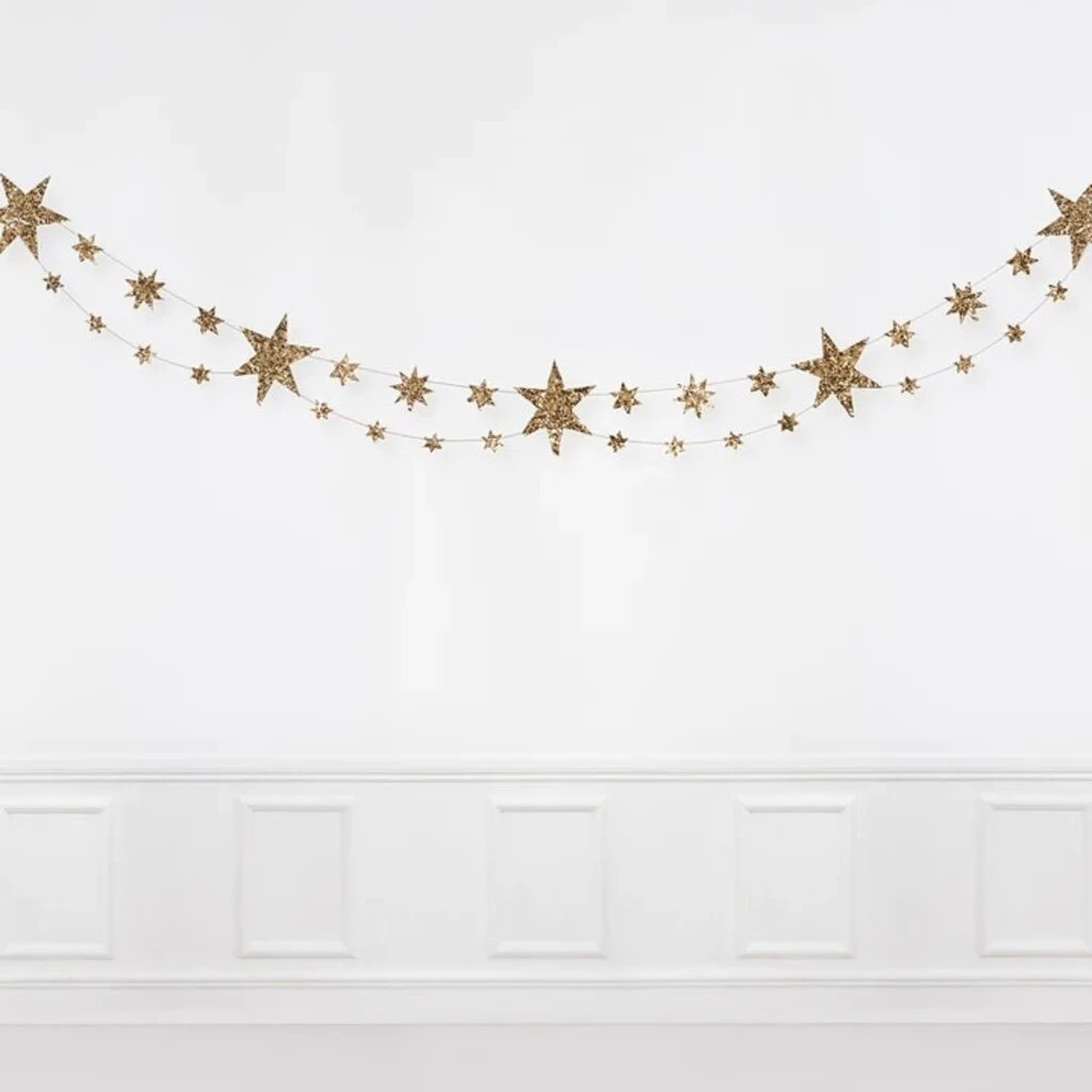 Meri-Meri Eco Glitter Stars Garland 2 Meri-Meri Eco Glitter Stars Garland - Image 2