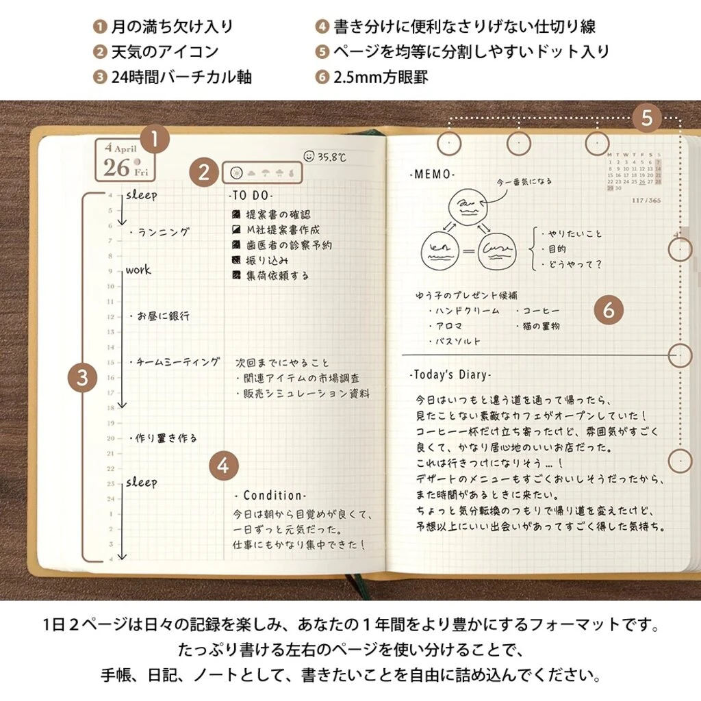 Diary Hibino A6 Blue-Green 2024 5 Diary Hibino A6 Blue-Green 2024 - Image 5