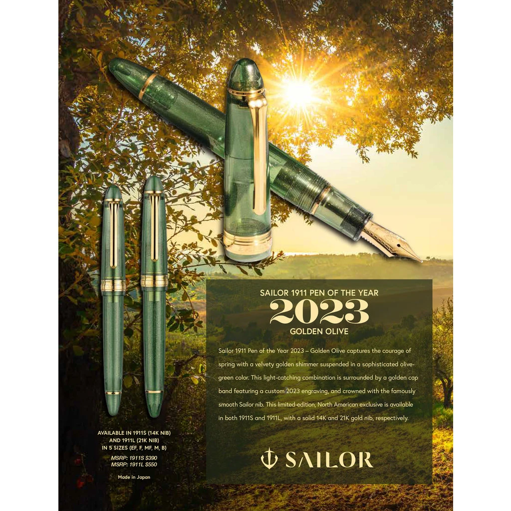 Sailor 1911S Golden Olive Pen Of The Year 2023 Fountain Pen 4 Sailor 1911S Golden Olive Pen Of The Year 2023 Fountain Pen - Image 4