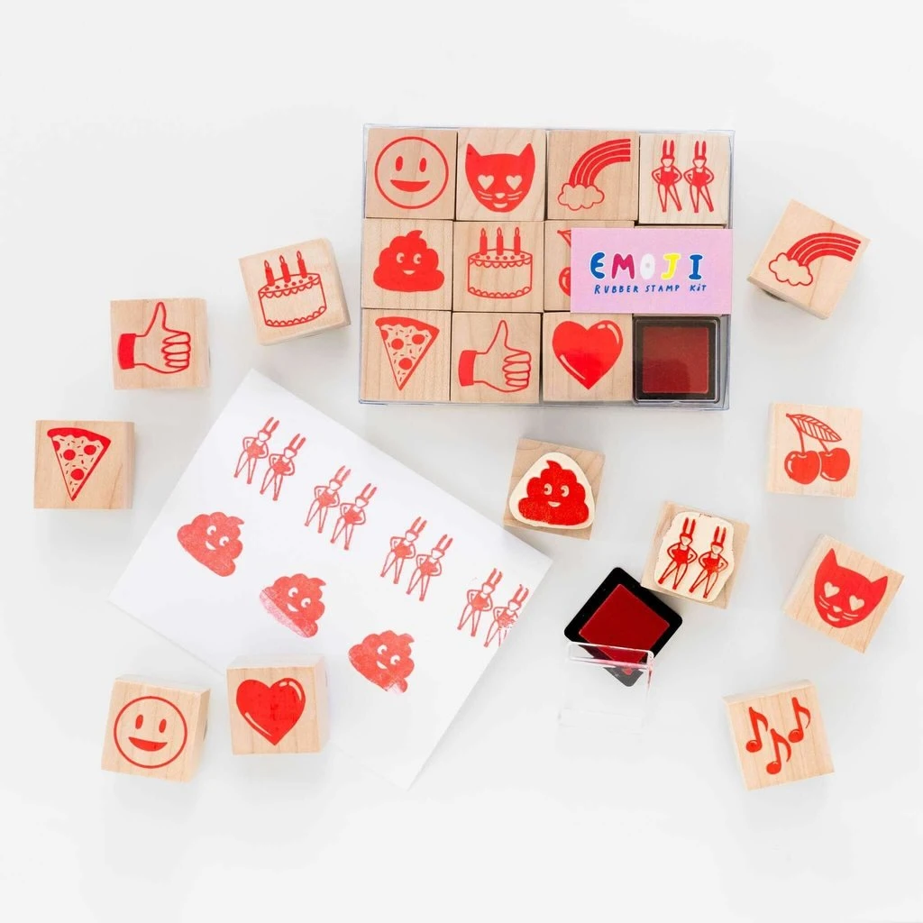 Emojis Rubber Stamp Kit With Neon Ink Pad 2 Emojis Rubber Stamp Kit With Neon Ink Pad - Image 2