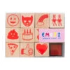 Emojis Rubber Stamp Kit With Neon Ink Pad