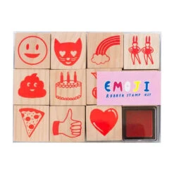 Emojis Rubber Stamp Kit With Neon Ink Pad